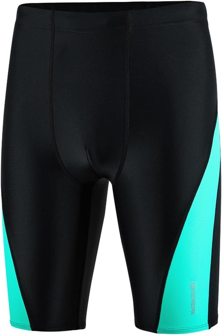 DEVOROPA Boys Swim Jammers Youth Competitive Swim Team Trunks Racing Swimsuit Athletic Swimming Shorts Slim/Standard/Husky (Black)