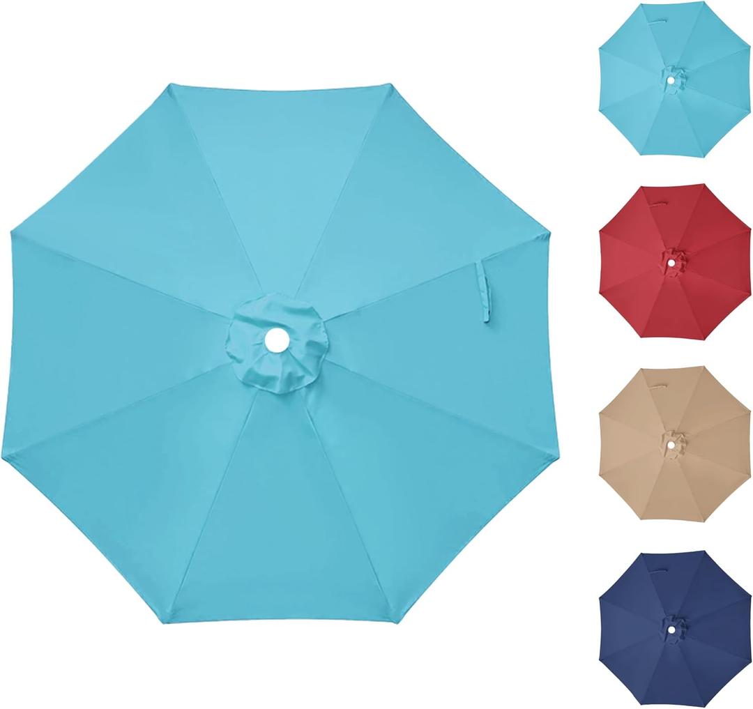 Simple Deluxe 9' Patio Umbrella Replacement Canopy for 8 Ribs, Table Market Yard Umbrella Replacement Top Cover (Canopy Only) (Turquoise)