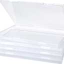 4 Pack Photo Storage Box, Large Plastic Scrapbook Paper Containers with Snap-Tight Latch, Fits 8" x 10" Photo, Clear Photo Organizers for Game, Card, Craft, Office Supplies