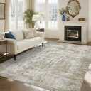 Syrlfar 6x9 Area Rugs for Living Room Washable Non Slip Low Pile Dining Room Bedroom Rug Modern Abstract Home Office Decor Tan