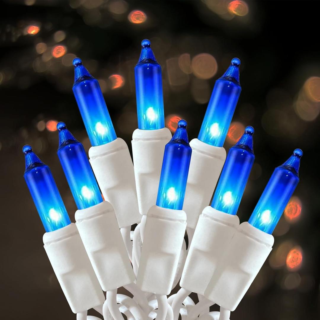 HISHINY Christmas Lights 100 Count Blue Christmas Tree String Lights with White Wire for Outdoor Indoor Christmas Decorations Wedding Decorations Valentines Day Decor, UL Certified (21feet) (21ft)