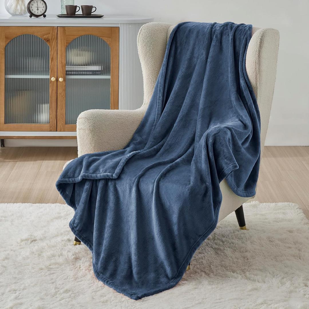 Bedsure GentleSoft Fleece Throw XL Blanket Mineral Blue - 300GSM Soft Lightweight Plush Cozy Blankets for Bed, Sofa, Couch, Travel, Camping, 50x70 inches