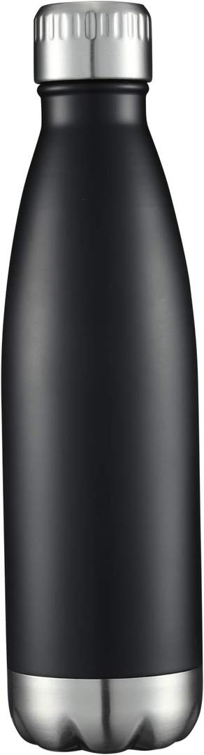 HASLE OUTFITTERS 17oz Stainless Steel Water Bottles, Vacuum Insulated Water Bottles Double Walled Reusable Metal Sports Water Bottles Keep Drinks Hot and Cold, Black, 1Pack
