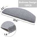 Qingbei Rina Bullnose Stair Treads Non-Slip for Wooden Steps,13PCS/8.7 * 26 Inch Indoor Stair Carpet Runner,Cover,Mat for Dogs Baby Pets,Comfort Semi Circular(Grey), 13 Pcs 8.7''x26''
