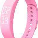 Non-Bluetooth Fitness Tracker Watch Pedometer Digital Step Counter Calorie Counter Distance Activity Tracker Alarm LED Fitness Watch IP65 Water Resistance (pink)