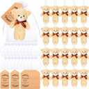 Lenwen 90 Pcs Bears Party Favors Mini Pocket Bear Bulk Tiny Stuffed Bear Baby Shower Decor 4.7 Inch Animal Keychains Doll White Organza Bag Thank You Tag for Valentine's Day Gifts Memorial Birthday