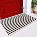 LEEVAN Black and White Striped Rug Doormat 2x3 Washable Front Porch Rug Farmhouse Layered Door Mats Outdoor Cotton Hand Woven Throw Carpet for Entryway/Front Steps/Bathroom/Home Entrance