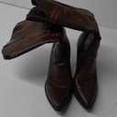 ISNOM Cowgirl Boots for Women - Brown Western Tall Boots With Wide Calf and High Heel - Knee High 9.5