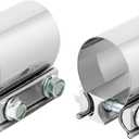 2.0 Inch 2" Butt Joint Exhaust Band Clamp Sleeve Stainless Steel 2pcs
