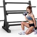 3-Tier Dumbbell Rack Stand for Home Gym, Free Weights Storage Steel Racks for Dumbbells, Weight Plates, Barbell, 1200 LBS Weight Capacity (Black)