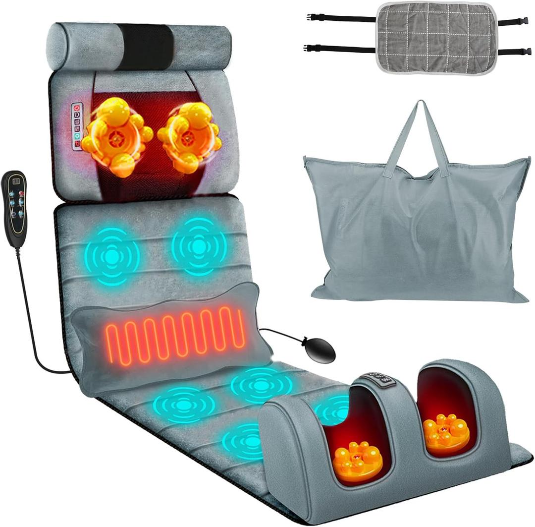 Moclever Full Body Massage Mat with Heat  Vibration Massage Pad for Back, Neck, Foot & Lumbar Support  Foldable Cushion Mattress with Timer & Adjustable Intensity for Home or Office Use Moclever Full Body Massage Mat with Heat  Vibration Massage Pad for Back, Neck, Foot & Lumbar Support  Foldable Cushion Mattress with Timer & Adjustable Intensity for Home or Office Use