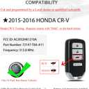 MechanMagic Key Fob Remote Replacement Fits for Honda CRV 2015 2016 Smart Keyless Entry Remote Control ACJ932HK1210A 72147-T0A-A11 35118-T2A-A50 313.8MHz