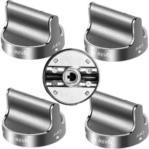 TOMOON 2025 Upgraded W10766544 Gas Stove Knobs Replacements for Whirl.Pool Range Oven WFG540H0ES0 10430807 W10676228 4248219 AP5958476 PS10067059 EAP10067059-Stainless Steel Oven Knobs-5 Pack