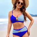 Pink Queen Women's 2 Piece Bikini Set 2026 Seashell Cutout Swimsuit High Waist Tummy Control Summer Beach Swim Bathing Suits (Blue, L)