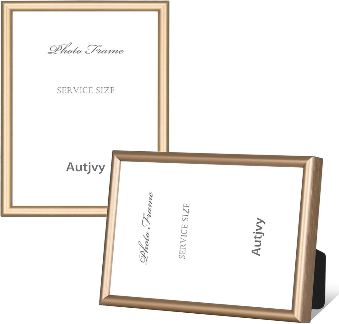 3x4 Poster Picture Frame Set of 2, Brass Modern Thin Metal gallery Photo Frame with HD Real Glass, Display for Tabletop and Wall, 2 Pack
