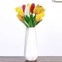 LUQKTES White Ceramic Vase, 8 Inch Small Cute Modern Flower Vases for Centerpieces Tulips Pampas Grass Bouquet Roses Bud Lily, Dining Table Living Room Office Home Decor Shelf(Frosted)