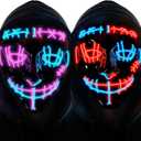Halloween LED Light Up Mask  Scary Glowing Purge Mask with, Cosplay Costume for Party, Masquerade, Festival 2PCs