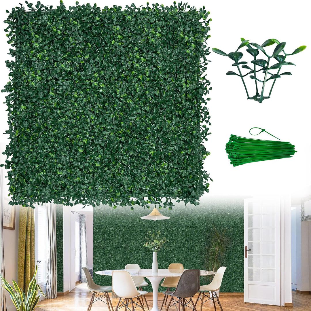 ODTORY Artificial Boxwood Wall Panels 20x20 inch 26Pcs, UV-Anti Faux Greenery Grass Hedge for Privacy ScreenFake Ivy Plant Fence for Outdoor Garden, Backyard, Balcony, and Indoor Home Decoration