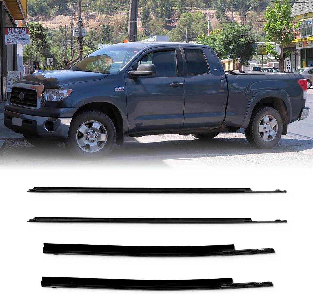 ECCPP Weather Stripping Window Trim For 2007-2020 for Toyota for Tundra Double Cab Outer Door Window Molding Trim Replacement for 68160-0C020 68210-0C020 68163-0C010 68164-0C010 4PCS Durable Design