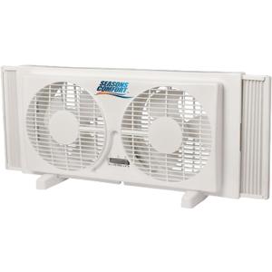 Seasons Comfort Twin Window Fan, Reversible Airflow Control, 9 Inch, 2 Speeds, Expandable, Exhaust, Dual Fan - Ideal for Home, Kitchen, Bedroom & Office