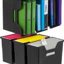 IRIS USA Medium Portable Desktop File Box with Open Lid, 6 Pack, Side Handles, Tabs & Inserts, Hanging File Folders, Letter-Size File Magazine Newspaper Mail Document Notebook, Black, Style: Black M - 6 Pack