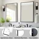 Sunniry Black Bathroom Mirror, 18x24 inch Vanity Mirror, Metal Matte Frame