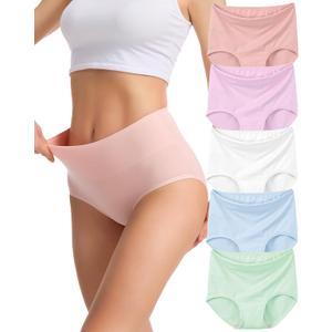 Sunm Boutique Combed Cotton Underwear for Women, Full Coverage High Waisted Women's Briefs, Soft Breathable Ladies Panties (L)
