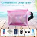 Waterproof Fanny Packs for Women, Sandproof Dry Bag for Beach, Water proof Pouch for Phone Passport Purse, Floating Waterproof Bags for Cruise Travel Water Park Boating Fishing Diving Surfing Kayaking (Pink & Clear)