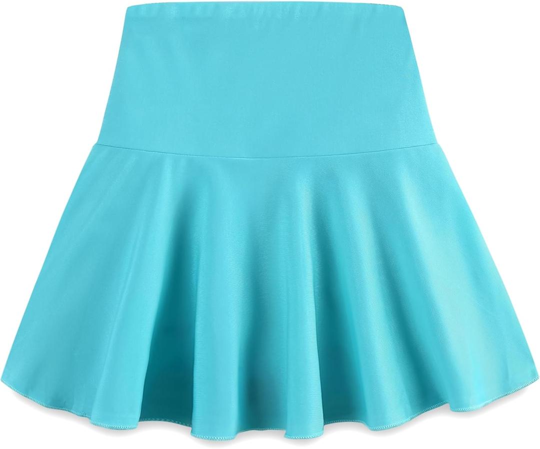 Girl's Tennis Skirts Built in Shorts Athletic Pleated Skirt High Waisted Flowy Skort with Pockets for Kids 7-8 Years (Green)