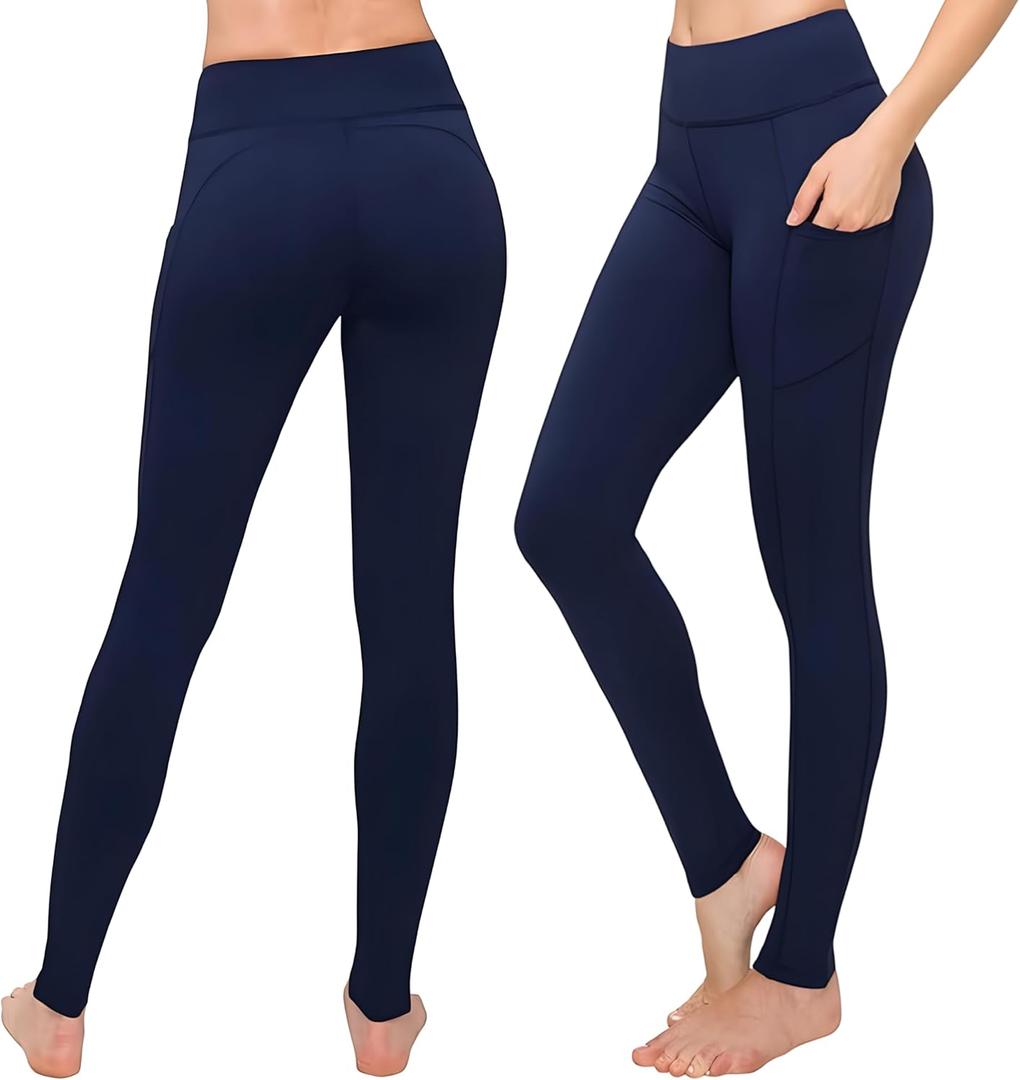 SATINA High Waisted Leggings for Women - Comfortable and Stretchy in Versatile Sizes and Colors (One Size Plus, Navy)