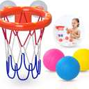 MARPPY Bath Toys - Bathtub Basketball Hoop for Toddler Kids - Bath Toys Mold-Free with Strong Suction Cups and 3 Colorful No-Hole Balls - Fun Shower Toys and Bathtub Toy for Toddlers
