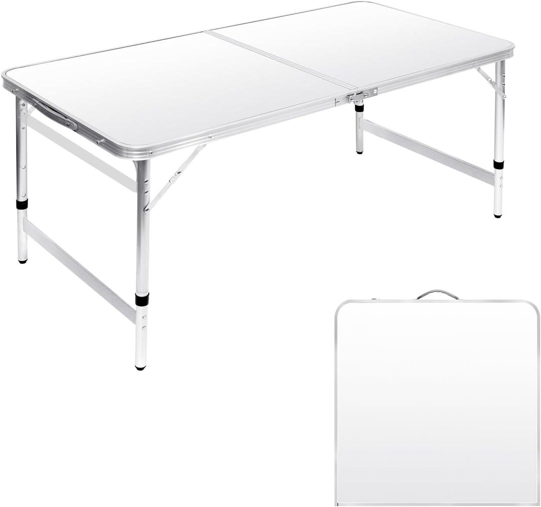Camping Table Folding Table Portable Picnic Table 4FT Camp White Aluminum Outdoor for Card BBQ RV 4723.627.5/24/21 inch
