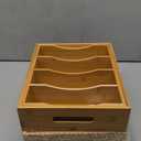 2 Pack Expandable Food Container Lid Organizers, Gift for Christmas Bamboo Lids Organizer Inside Cabinet with 3 Adjustable Dividers Groove Design, Food Storage Box Lid Holder for Kitchen Organization