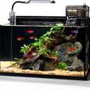 Glass Fish Tank Kit,2.8 Gallon Fish Tank,Small Aquarium, Ultra-Clear Nano Aquarium,Betta Fish Tank,Small Fish Tank,Aquarium Starter kit,Desktop Fish Tank,with Light and Filter