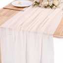 SAJOO 13ft Light Beige Cheesecloth Table Runner Boho Gauze Runner for Baby Shower 35x157 Inches Cheese Cloth Table Runner for Wedding Bridal Party Home Decorations