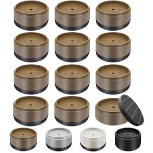 Furniture Risers Bed Risers Heavy Duty 1 inch, 2 inch, 3 inch, 4 inch Round Adjustable Bed Lifts Riser for Desk Legs Table Couch Sofa Chair Refrigerator Washing Machine (1 Inch, Brown, 12 Pack )