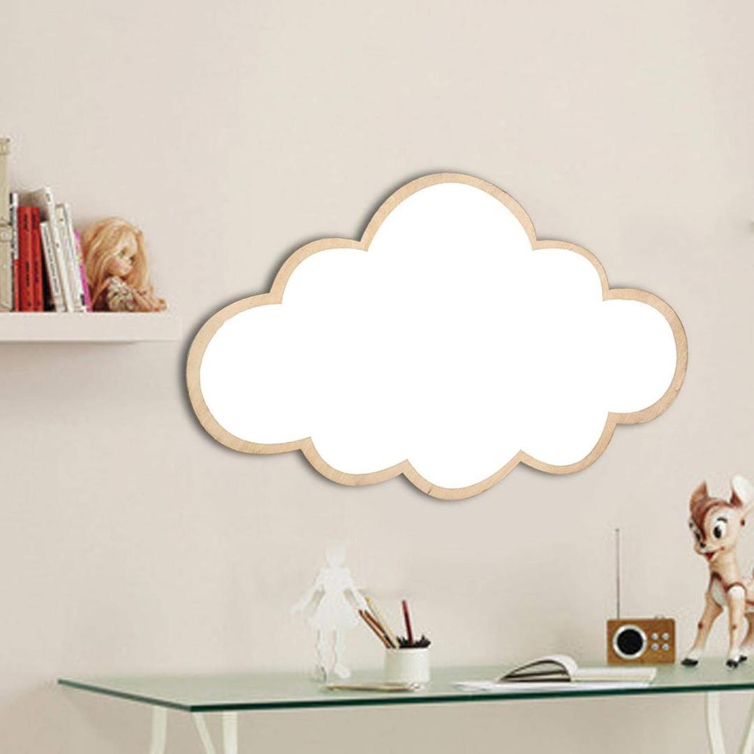 EBTOOLS Children Mirror Cloud Wooden Mirror Cartoon Shatterproof Mirror Wall Sticker Kid Children's Bedroom Home Decorate Bedroom Nursery Decoration, 14.96 x 9.84inch(Clouds)