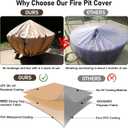 QH.HOME Fire Pit Cover Round-36" D X 24" H Inch Heavy Duty 900D Strong Tear-Resistant and UV Resistant and Waterproof and Fading Resistant Polyester Firepit Covers Round for Outdoor Fire Pit-Wheat