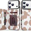 TopPerfekt for iPhone 17 Pro Wallet Case with Card Holder, Military-Grade Drop Protection, Flip PU Leather Built, Double Magnetic Clasp Durable Shockproof for iP17 Pro 6.3Inch Cover- Brown Cow Pattern