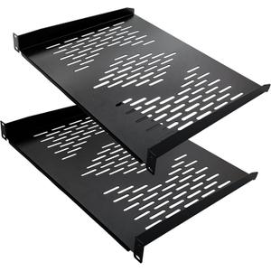 RIVECO 2 Pieces 1U Rack Shelves 19 Tray Cabinet Mount Vented Cantilevers for Network Equipment Shelf Mounting, 14 Inches 35CM Depth, Black 2PCS