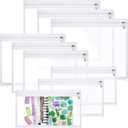 Chengu 9 Pack Clear Zipper Pouches Multipurpose PVC Waterproof Pouch Document Bag for Teacher School Office Supplies Clear Travel Bags for Cosmetic Wallet Pencil Organize(White Side)