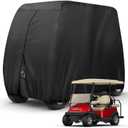 Golf Cart Cover 4 Passenger Heavy Duty, 420D Waterproof Golf Cart Covers Extended Roof Compatible with EZ GO Club Car Yamaha Golf Carts, Outdoor Dustproof 4 Seat Club Car Cover (Up to 112 Inch)