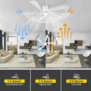 Ohniyou 52 Flush Mount Ceiling Fan with Lights, Remote & APP Control Low Profile Indoor Outdoor Ceiling Fans, Dimmable, Quiet DC Motor, Reversible, White