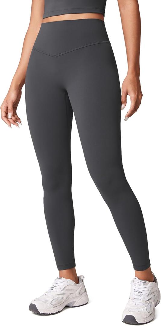 Hugcurve No Front Seam High Waisted Workout Leggings for Women Buttery Soft Yoga Pants Gym Athletic Tights - 25'' (X-Small, Graphite Grey)