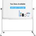 DEVELOP Magnetic Mobile White Board with Stand, 60 x 36 Inches, Large Rolling Double Sided Dry Erase Board on Wheels, Writing Standing Whiteboard Easel Easy Flip for Home, Office & School
