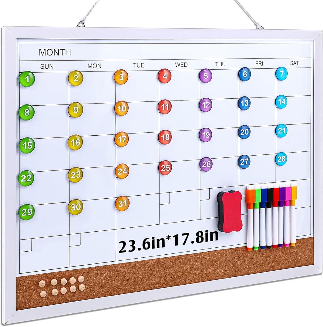 Lincia 41 Pcs Dry Erase Calendar Whiteboard for Wall, 23.6" X17.8"