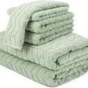 Ultra Soft & Stylish 700 GSM Luxury Bath Towels - 100% Zero-Twist, Long-Staple Cotton - Remarkably Absorbent & Quick Drying - 6 Piece Towel Set (Eucalyptus Green)