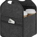 4 Cup Drink Carrier with Handle, Portable Felt Reusable Cup Holder for Hot & Cold Drinks, Coffee Carrier for Delivery, Takeout, Picnics, Parties