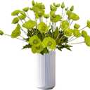 ATFL Green Poppy Flowers Artificial Bouquet for Wedding,12 Pcs Fake Faux Silk Poppies Bulk for Home Decor Table Centerpieces Floral Arrangement(23.5, Green)