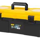 18 Inch Tool Box with Lock, 2-Layer Heavy-Duty Organizer with Removable Tray, Liftable Lid for Small Parts, 29lb Capacity & Carry Handle for Tools, Camping, Medical Supply Storage